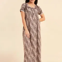 Sweet Dreams Brown Cotton Printed Night Gown-picture-39