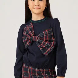 One Friday Girls Navy Blue Regular Fit Applique Top-picture-16