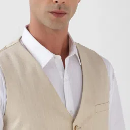 Van Heusen Beige Slim Fit Texture Waistcoat image 4