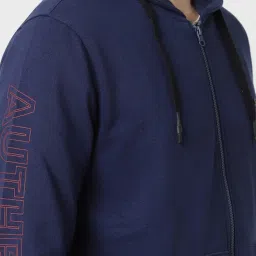 Peter England Navy Regular Fit Hooded Sweatshirt image 4