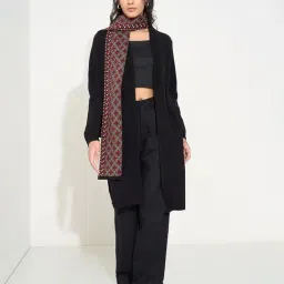 Rangmanch By Pantaloons Black Regular Fit Cardigan With Scarf-picture-35