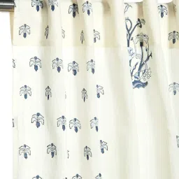 Fabindia Home Sameera Printed Teal Cotton Long Door Curtain (9ft) image 3