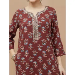 Melange By Lifestyle Maroon Regular Fit Printed Kurta image 5