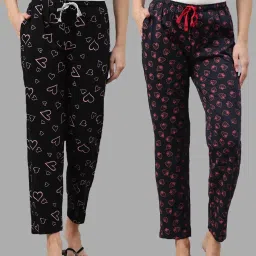 Kryptic Blue & Black Printed Pure Cotton Elasticated Waist Band Regular Fit Pyjamas - Pack of 2 image 1