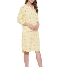 Hypernation Yellow Floral Print Night Dress image 3