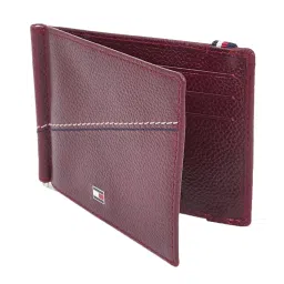 Tommy Hilfiger Adriel Maroon Casual Leather Money Clip Wallet for Men image 2