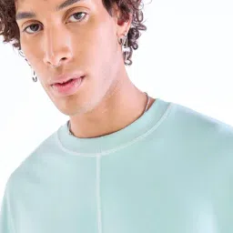 Bewakoof Green Relaxed Fit Striped Sweatshirt image 3