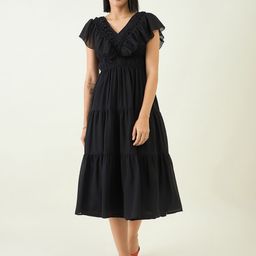 aayu Flutter Sleeve Georgette Fit & Flare Midi Dress-picture-9