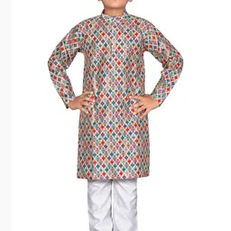BONBON KIDS Boys Printed Mandarin Collar Kurta With Pyjamas-picture-26