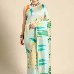 Silk Land Blue Pure Cotton Woven Saree With Unstitched Blouse-image-76