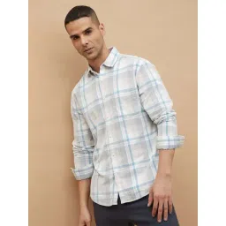 Code By Lifestyle Beige Cotton Regular Fit Checks Shirt-picture-42