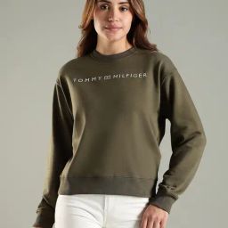 Tommy Hilfiger Olive Green Cotton Regular Fit Logo Printed Sweatshirt-picture-16