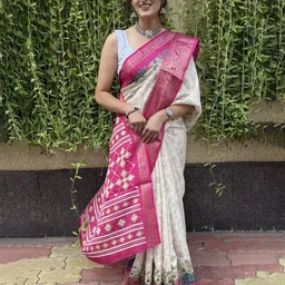 HERE&NOW Ethnic Motifs Zari Art Silk Banarasi Saree image 2