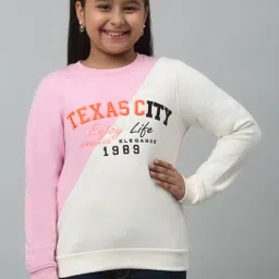 Cantabil Kids Off White & Pink Color Block Full Sleeves Sweatshirt-picture-10