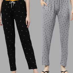 Kryptic Black & Grey Printed Pure Cotton Elasticated Waist Band Regular Fit Pyjamas - Pack of 2 image 1