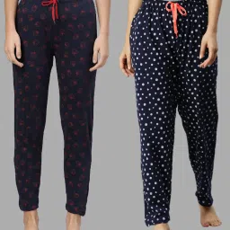 Kryptic Blue Printed Pure Cotton Elasticated Waist Band Regular Fit Pyjamas - Pack of 2 image 1