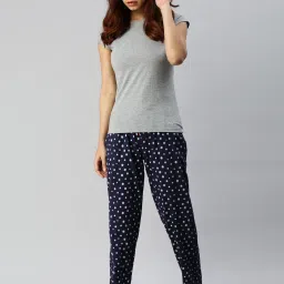 Kryptic Blue Printed Pure Cotton Elasticated Waist Band Regular Fit Pyjamas - Pack of 2 image 4