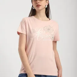 R&B Light Pink Cotton Graphic Print Regular Fit T-Shirt-picture-37
