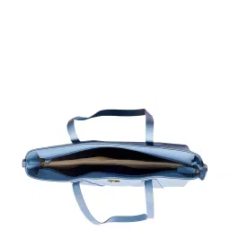 Global Desi Blue Solid Large Tote Handbag image 4