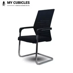 MY CUBICLES Shadow Line S Type Visitor Chair Mid Back Leather Back Material Black, MC0098 image 3