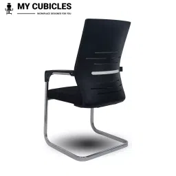 MY CUBICLES Shadow Line S Type Visitor Chair Mid Back Leather Back Material Black, MC0098 image 4