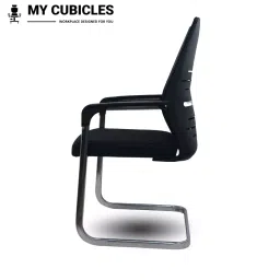MY CUBICLES Shadow Line S Type Visitor Chair Mid Back Leather Back Material Black, MC0098 image 5