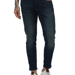 Mufti Dark Blue Slim Fit Lightly Washed Jeans-picture-39