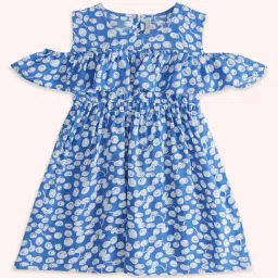 Pantaloons Junior Kids Blue Printed Dress-image-80