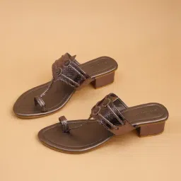Eridani Women's Toran Gun Metal Kolhapuri Sandals-picture-20
