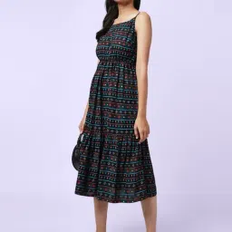 YU by Pantaloons Black Printed A-Line Dress-picture-12