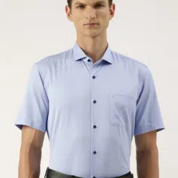 Peter England Blue Cotton Regular Fit Shirt-picture-29