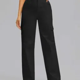 Broadstar Black Relaxed Fit High Rise Cargos-picture-40