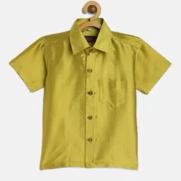 THANGAMAGAN Kids Lime Green Solid Shirt-picture-24