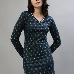 Iconic Women Polka Dot Printed V-Neck Cotton Sheath Dress-picture-22