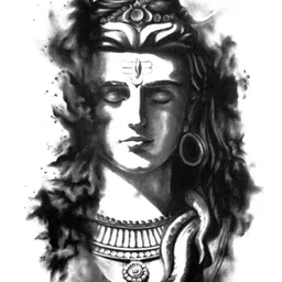 S.A.V.I 3D Temporary Tattoo Black Color Lord Shiva Holy Religious Design Size 21x15CM - 1PC. image 1