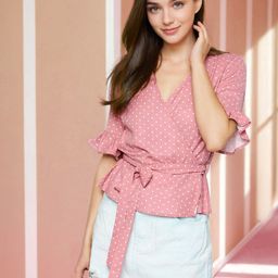 Stylecast X Slyck Polka Dots Printed V-Neck Short Sleeves Top-picture-9