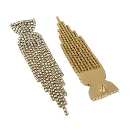 StyleCast Rhodium-Plated Cubic Zirconia Studded Tasselled Contemporary Drop Earrings image 4