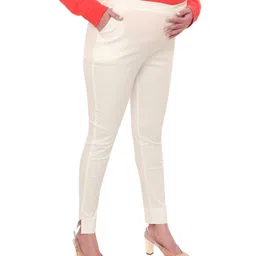 Mama & Bebe Solid   Adjustable Elastic Pre & Post Pregnancy Trousers - Cream-image-59