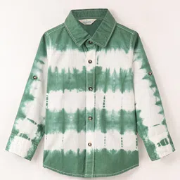 INFINITY Cotton Woven Full Sleeves Tie & Dye Shirt - Olive Green-image-57