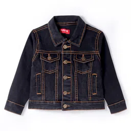 Babyhug Full Sleeves Front OpenDenim Washed Jacket with Pockets - Black-picture-27