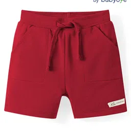 Babyoye 100% Cotton Knit Solid Dyed Shorts - Red-picture-28