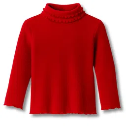 Babyhug Cotton Elastane Knit Full Sleeves Solid Color Turtle Neck Winter T-Shirt - Red-picture-19