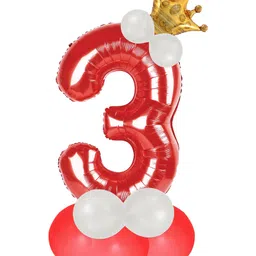 decor mantra Décor Mantra 32 Inch Number Foil Balloon 3 For birthday Decorations Items Kit Set-Red Color-Pack of 14 image 1