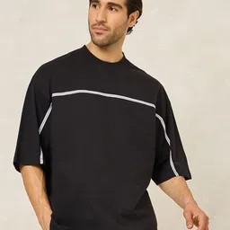 Styli Men Striped Round Neck Pure Cotton Relaxed Fit T-shirt-image-1