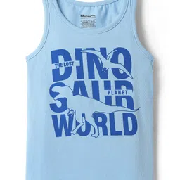 Honeyhap Premium Cotton Spandex Knit Sleeveless Vests With Bio Finish & Dino Print Pack of 3- Baltic Sea Skydiver & Navy Peony image 2