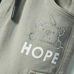 Olio Kids Cotton Woven Full Length Trousers With Text Print - Olive Green image 3