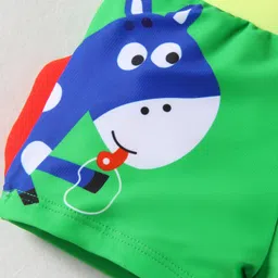 Babyhug Swimming Trunk & Cap with Horse Print - Green image 4