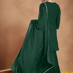 Janasya Women Floral Yoke Design Regular Sequinned Kurta with Palazzos & With Dupatta image 3