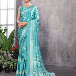 KALINI Floral Printed Saree With Blouse Piece-picture-20