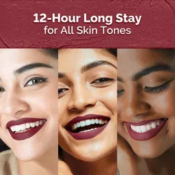 mama earth Mamaearth Moisture Matte Longstay Mini Lipstick with Avocado Oil & Vitamin E for 12 Hour Long Stay 02 Plum Punch - 0.7 g image 5